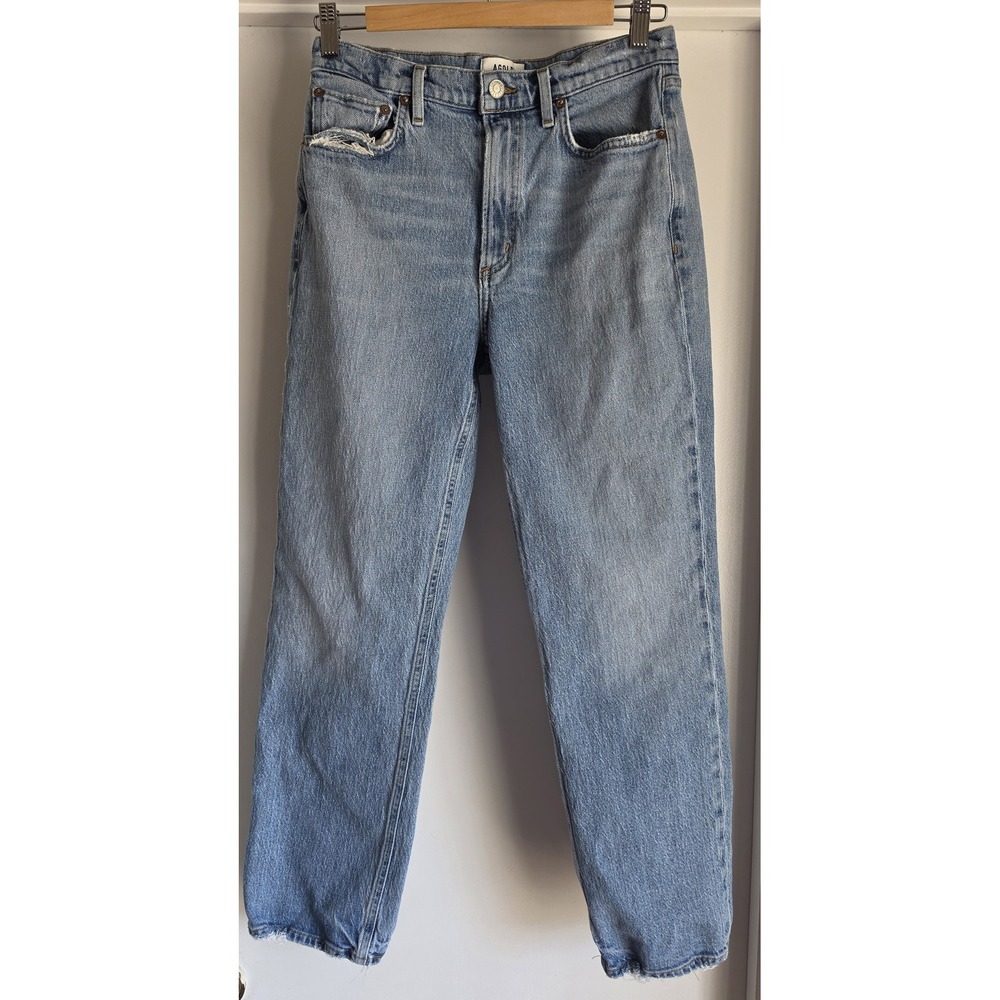 AGOLDE Women Jeans Size 27 Straight Slim Light Blue Solid Casual Denim